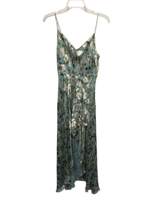 Alice + Olivia Size s / 4 Blue, White & Green Viscose & Silk Floral Dress Blue, White & Green / s / 4