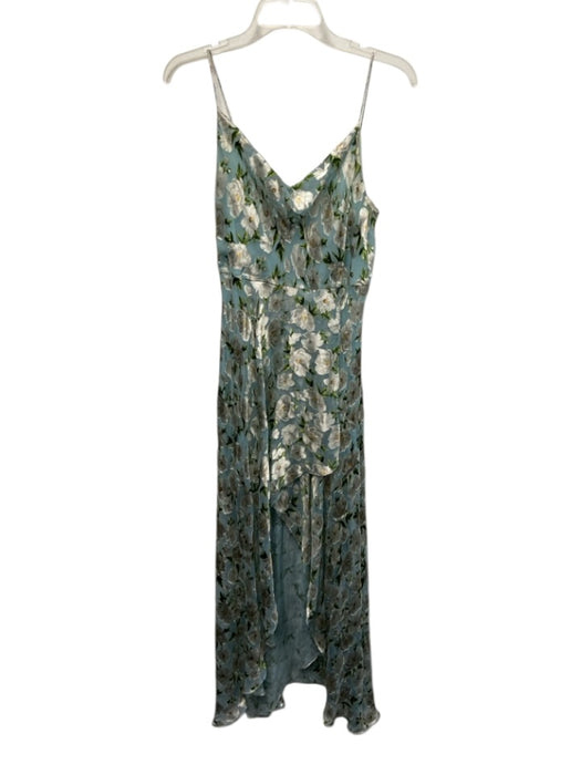 Alice + Olivia Size s / 4 Blue, White & Green Viscose & Silk Floral Dress Blue, White & Green / s / 4