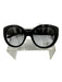 Tory Burch Black Acetate Silver Logo Round Oversize Sunglasses Black