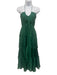 O.P.T. Size XS Emerald Green Polyester Satin Gathered Halter Midi Dress Emerald Green / XS