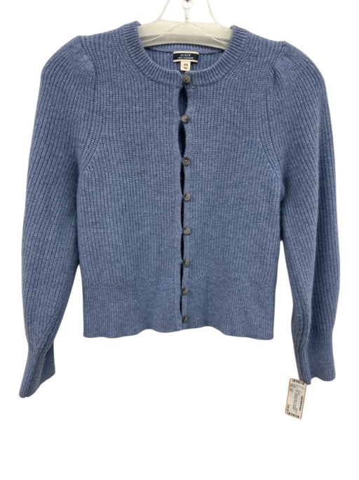 J. Crew Size XS Blue Cashmere Button Front Ribbed Knit Cardigan Sweater Blue / XS
