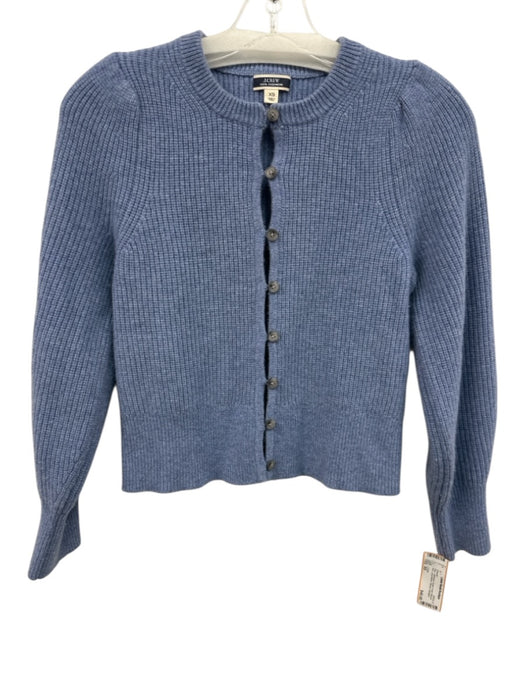 J. Crew Size XS Blue Cashmere Button Front Ribbed Knit Cardigan Sweater Blue / XS