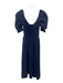Hill House Size XXS Navy Blue Cotton Blend Short Puff Sleeve Shirred Back Dress Navy Blue / XXS