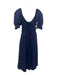 Hill House Size XXS Navy Blue Cotton Blend Short Puff Sleeve Shirred Back Dress Navy Blue / XXS