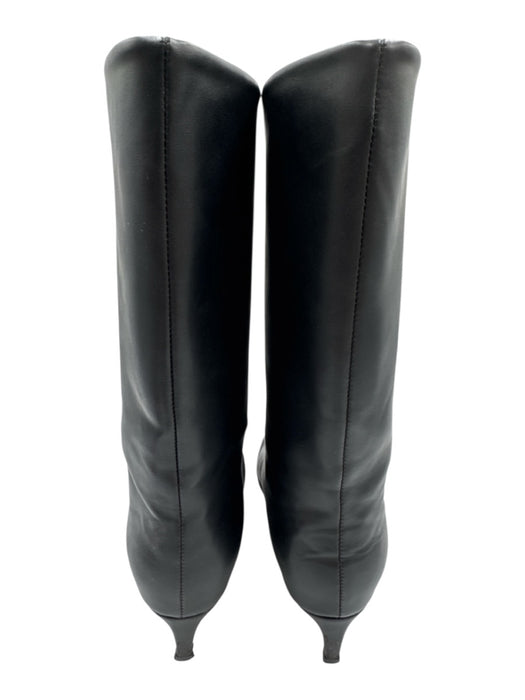 Peche Shoe Size Est 8.5 Black Leather Upper Kitten Heel Pointed Almond Toe Boots Black / Est 8.5