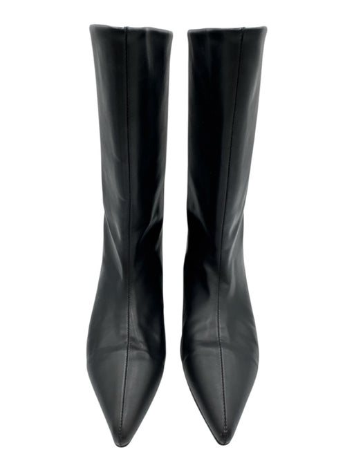 Peche Shoe Size Est 8.5 Black Leather Upper Kitten Heel Pointed Almond Toe Boots Black / Est 8.5