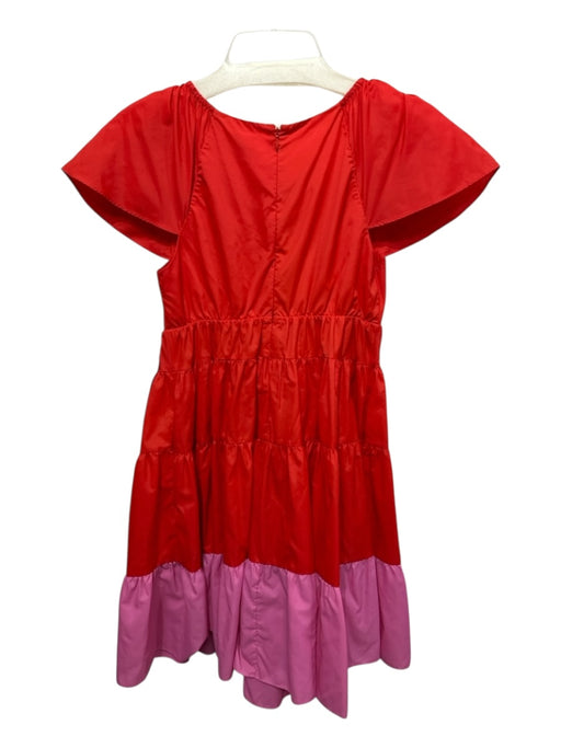 Staud Size XS Red & Pink Nylon Cap Sleeve Deep V Back Zip Dress Red & Pink / XS