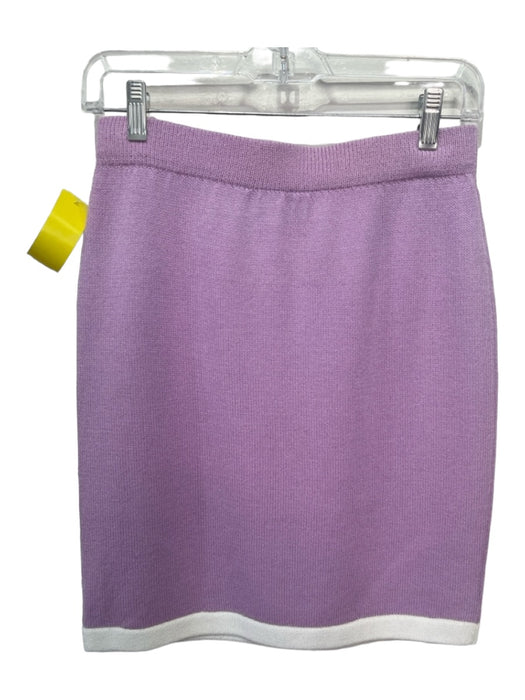 St. John Collection Size 2 Purple & White Wool Blend Knit Stripe Skirt Purple & White / 2