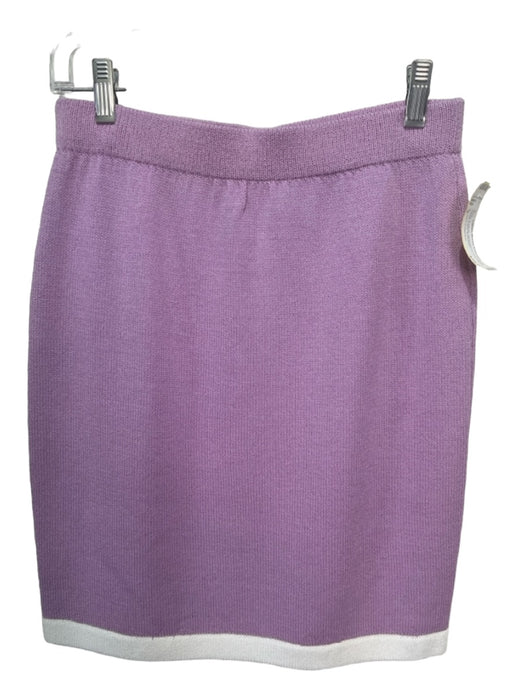 St. John Collection Size 2 Purple & White Wool Blend Knit Stripe Skirt Purple & White / 2