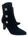 St John Shoe Size 6 Black Suede Pointed Toe Gold Hardware Inner Side Zip Booties Black / 6