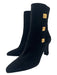 St John Shoe Size 6 Black Suede Pointed Toe Gold Hardware Inner Side Zip Booties Black / 6