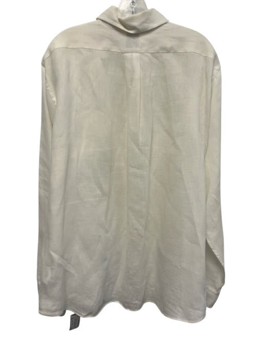 Brooks Brothers Size L White Linen Solid Button Up Button Down Long Sleeve Shirt White / L