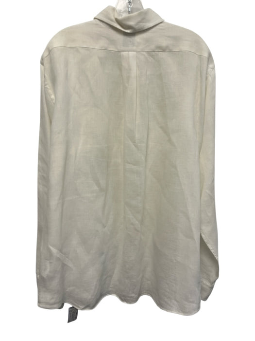 Brooks Brothers Size L White Linen Solid Button Up Button Down Long Sleeve Shirt White / L