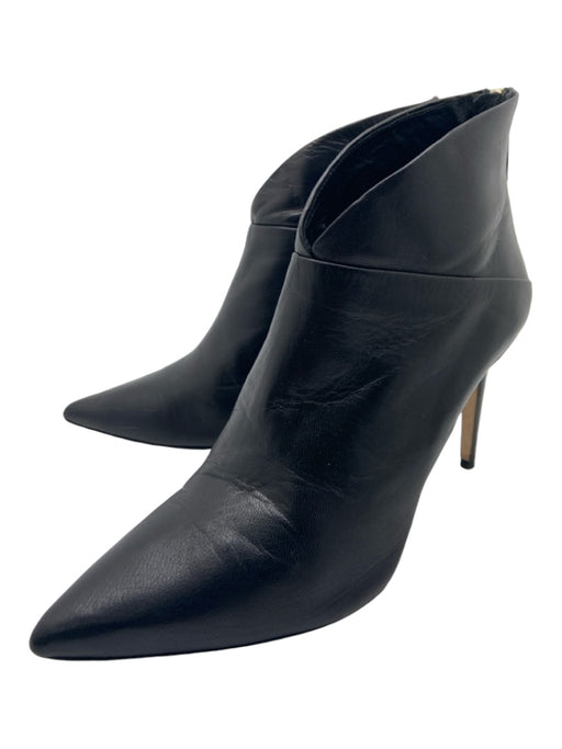 Grigiarancio Shoe Size 38 Black Leather Pointed Toe Back Zip Stiletto Booties Black / 38