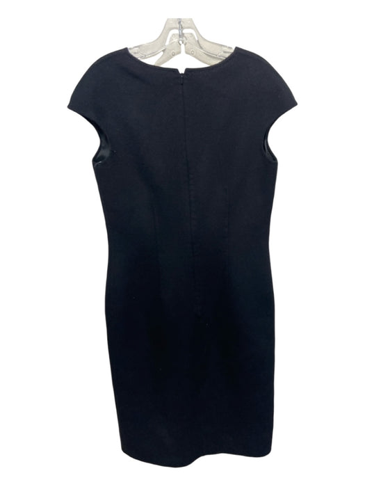 Faconable Size 10 Black Wool Solid Sleeveless Back Zip Dress Black / 10