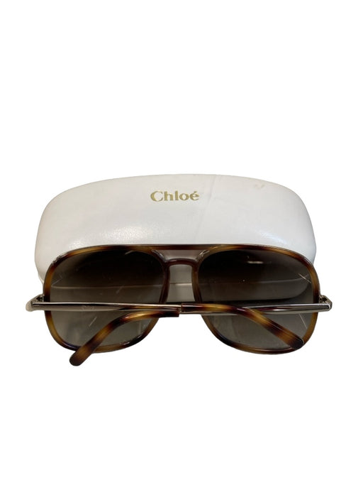 Chloe tortoise Metal Aviator Square Gold Hardware Sunglasses tortoise