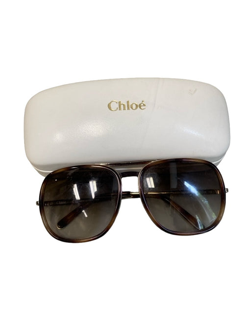 Chloe tortoise Metal Aviator Square Gold Hardware Sunglasses tortoise