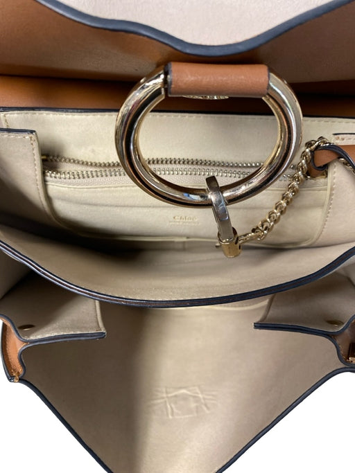 Chloe Tan & brown Leather & Suede Shoulder Strap Flap Closure Gold Hardware Bag Tan & brown / M
