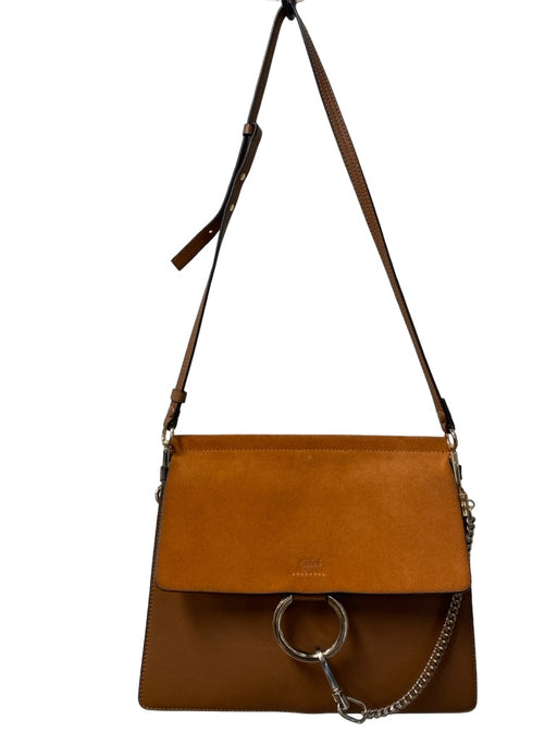 Chloe Tan & brown Leather & Suede Shoulder Strap Flap Closure Gold Hardware Bag Tan & brown / M