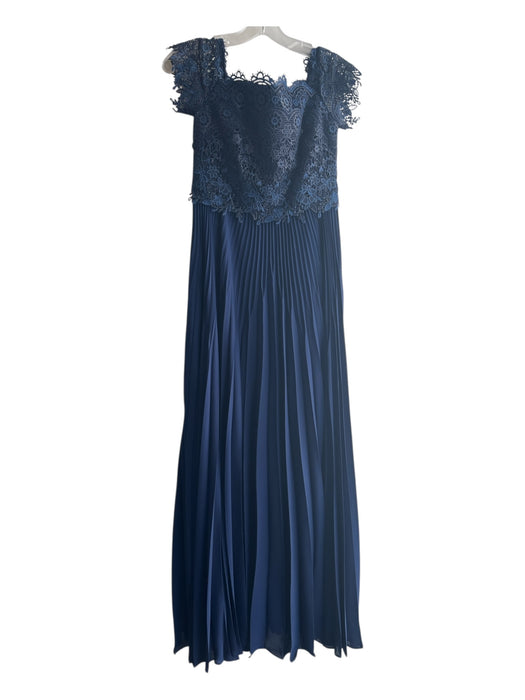 Karen Millen Size 6 Navy Blue Polyester Lace Bodice Empire Waist Pleated Gown Navy Blue / 6