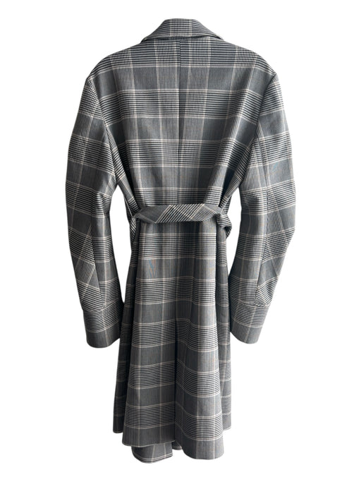 J.Ing Limited Size M Black, Cream, Tan Polyester Blend Plaid Belted Coat Black, Cream, Tan / M