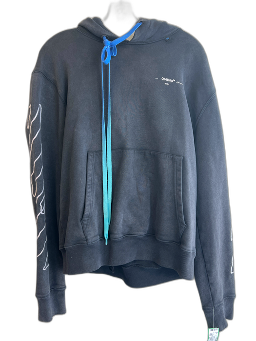 Off-White AS IS - General Wear washed black & blue Cotton ombre Hoodie Hoodie washed black & blue / M