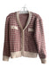 Goatgod Size S Beige, Red, Gray Cotton Blend Enamel Buttons Plaid Cardigan Beige, Red, Gray / S