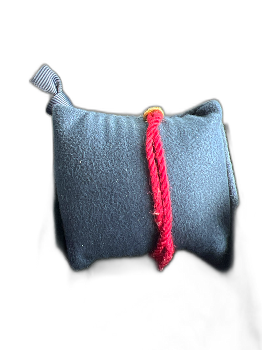 APM Monaco Red & Gold Nylon Cord 18k Gold Plated Adjustable Bracelet