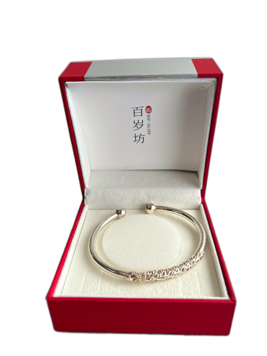 Pure S999 Silver Sterling Silver Filigree Open Bracelet Silver