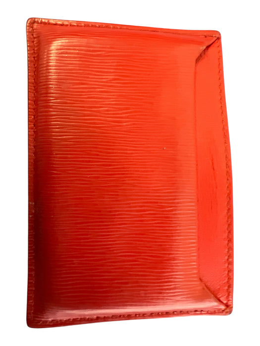 Prada Red Leather Gold hardware Square Card Holder Wallets Red
