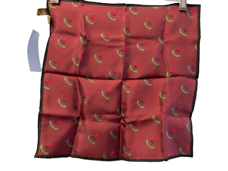 Burberry Red Wine Silk Square Burberry print Pocket Square scarf Red Wine / S