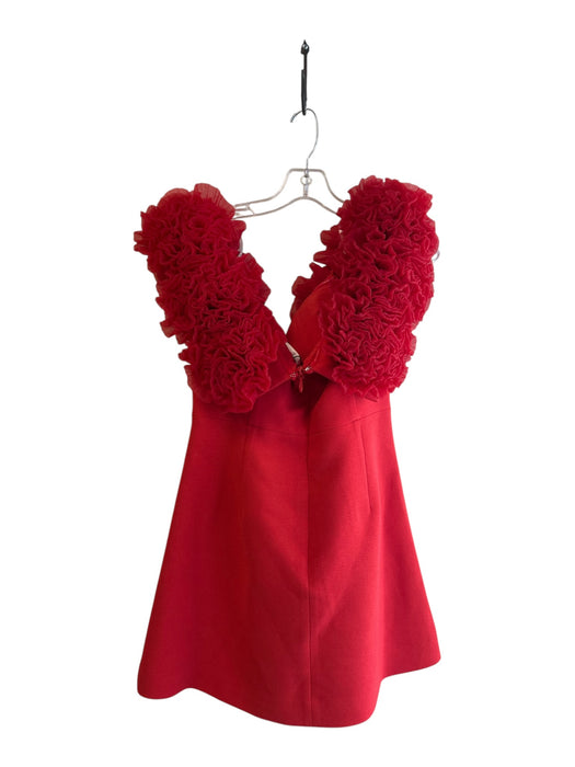 Sonya Moda Size XL Red Polyester Off Shoulder Rosette neckline Back Zip Dress Red / XL