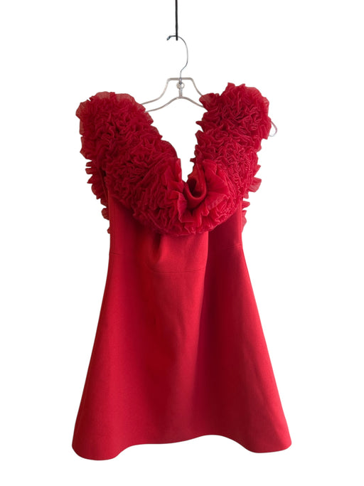 Sonya Moda Size XL Red Polyester Off Shoulder Rosette neckline Back Zip Dress Red / XL