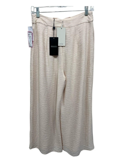 Joie Size 4 Cream Viscose & Nylon Belt Back Zip Panel Detail Pants Cream / 4