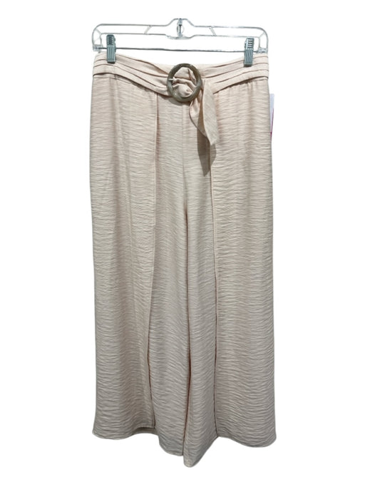 Joie Size 4 Cream Viscose & Nylon Belt Back Zip Panel Detail Pants Cream / 4
