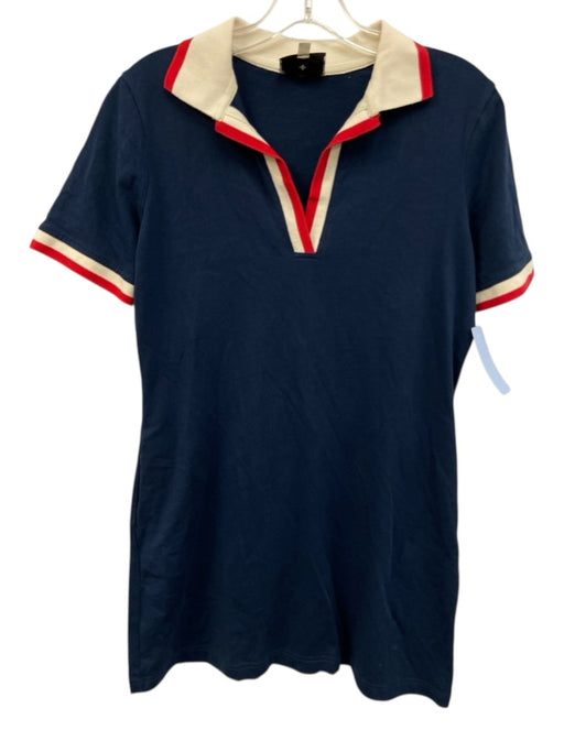 Tuckernuck Size S Navy Blue, White, Red Cotton Short Sleeve Collar Mini Dress Navy Blue, White, Red / S
