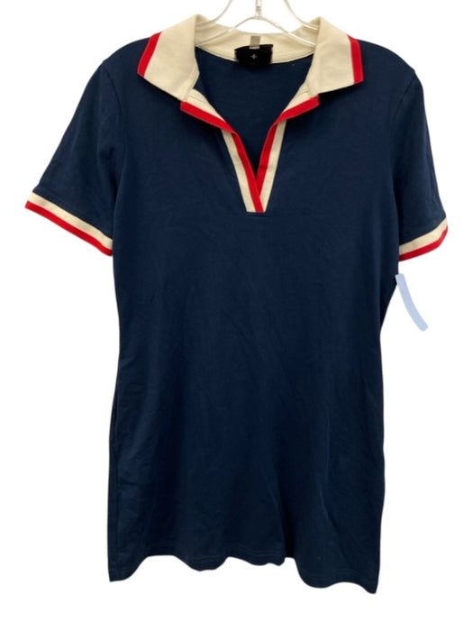 Tuckernuck Size S Navy Blue, White, Red Cotton Short Sleeve Collar Mini Dress Navy Blue, White, Red / S