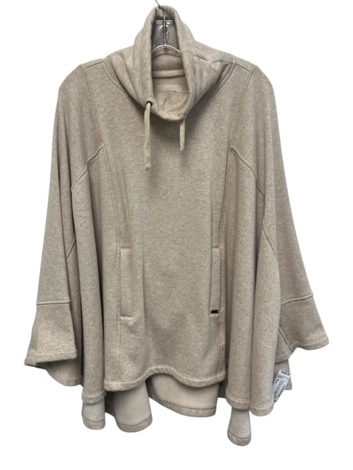 Ugg Cream Beige Cotton & Spandex Hood Heathered Pockets Poncho Cream Beige / XS/S