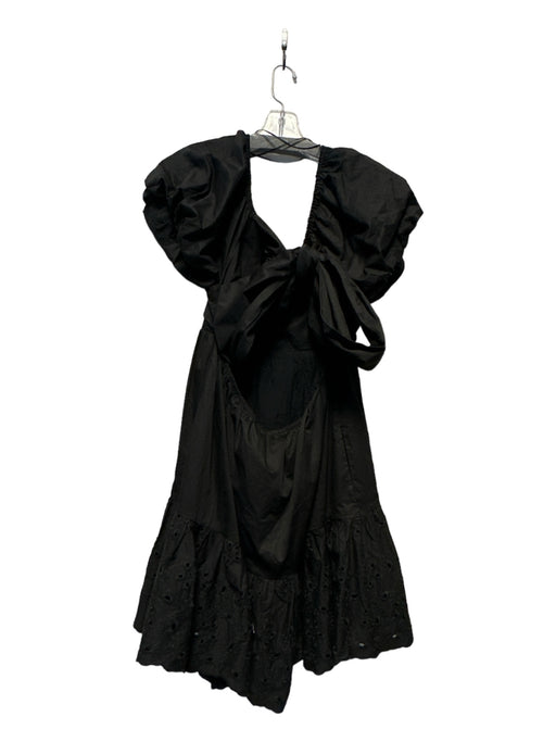 En Saison Size M Black Cotton Short Balloon Sleeve Eyelet Baby Doll Dress Black / M