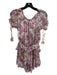 Misa Size S Purple, Red, White Polyester Flowers Paisley Ruffle Detail Romper Purple, Red, White / S