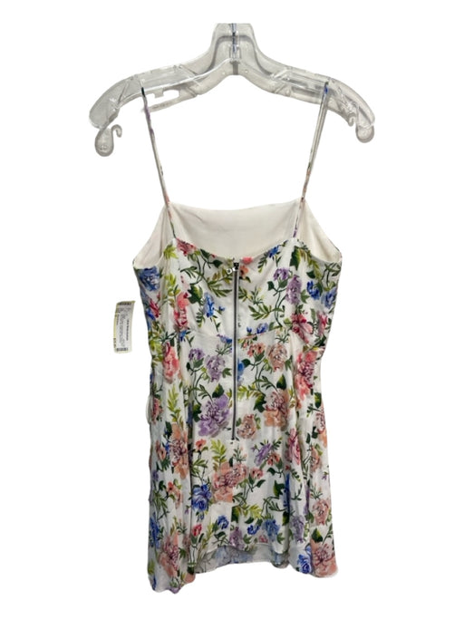 Alice & Olivia Size 6 White & Multi Viscose Blend Floral Back Zip Dress White & Multi / 6