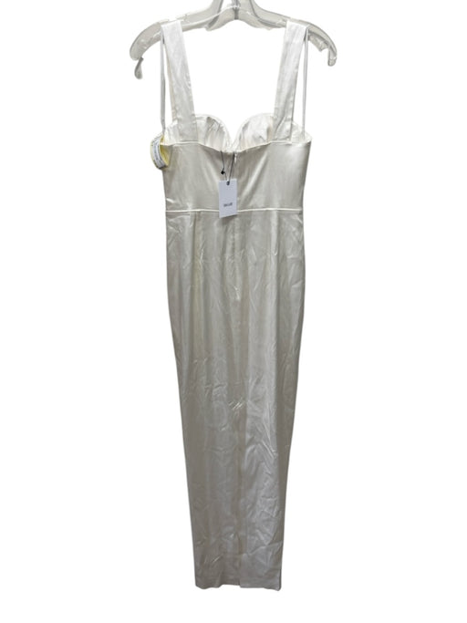 Sau Lee Size 8 Ivory Acetate & Viscose Sleeveless Leg Slit Dress Ivory / 8