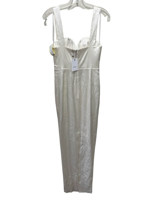 Sau Lee Size 8 Ivory Acetate & Viscose Sleeveless Leg Slit Dress Ivory / 8
