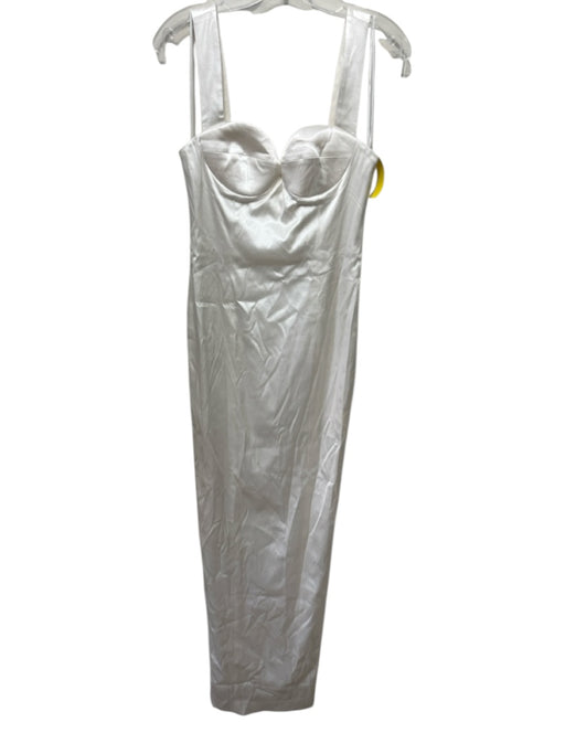 Sau Lee Size 8 Ivory Acetate & Viscose Sleeveless Leg Slit Dress Ivory / 8