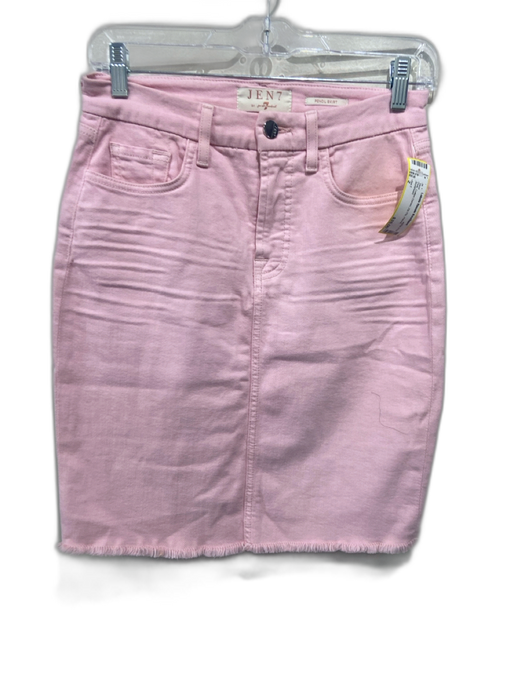 Jen 7 Size 2 Pink Cotton Denim Zip Fly Pencil Skirt Pink / 2