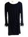 Jay Godfrey Size 8 Black Polyester & Spandex Feathers Solid Open Back Cowl Dress Black / 8