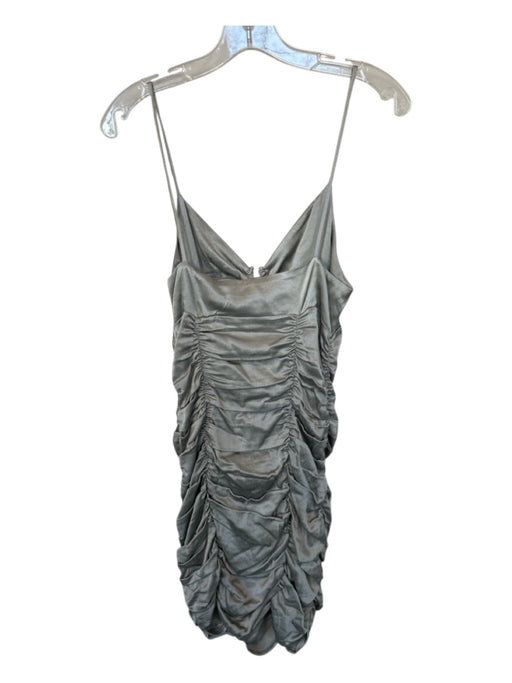 Zara Size S Gray Polyester Spaghetti Strap Gathered Dress Gray / S