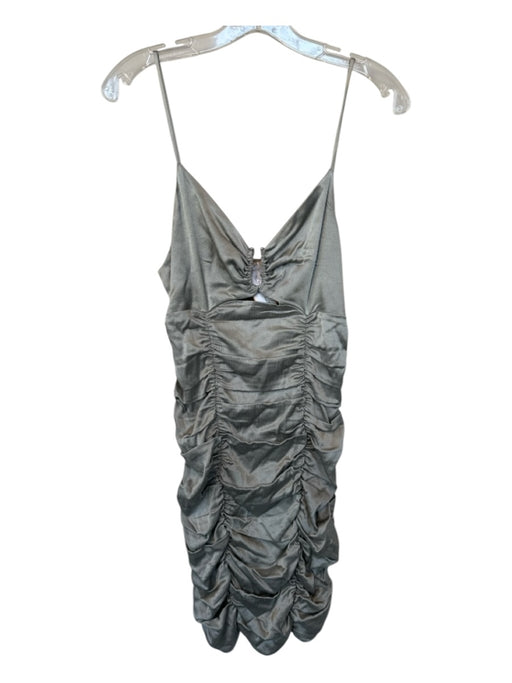 Zara Size S Gray Polyester Spaghetti Strap Gathered Dress Gray / S