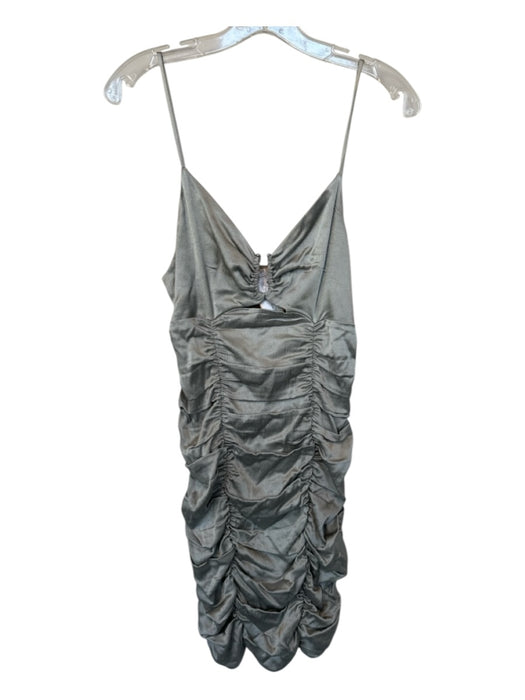 Zara Size S Gray Polyester Spaghetti Strap Gathered Dress Gray / S