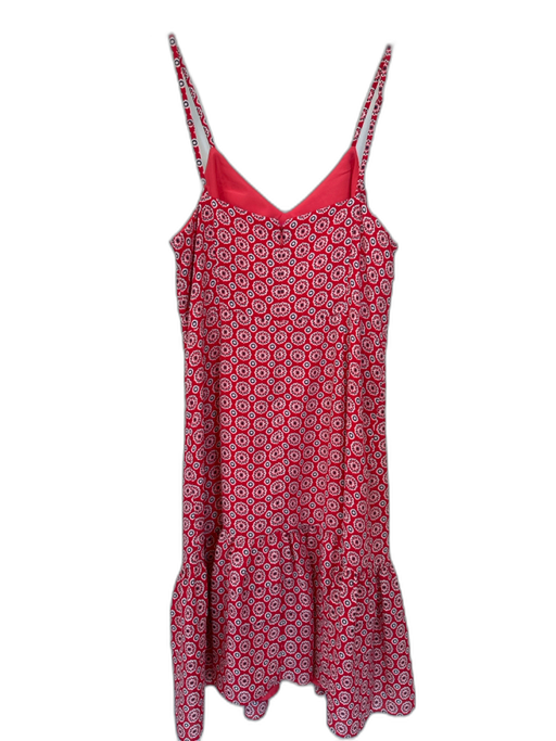J. Crew Size 2 Red & White Polyester Spaghetti Strap Circles Drop Waist Dress Red & White / 2